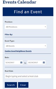 Events calendar- search CKC sanctioned events