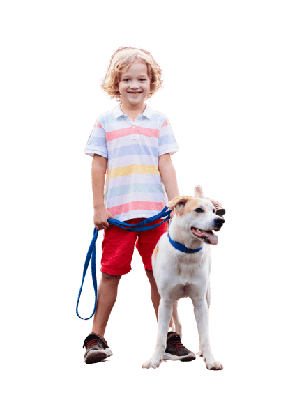 kid and dog